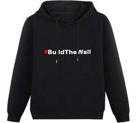 LI XIAOYA Build The Wall Funny Hoody Unisex Ptinted Hoodies Long Sleeve Men's Hooded with Pocket Black XXL