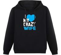 LI XIAOYA Cotton Hoodies I Love My Crazy Wife Long Sleeve Sweatshirts Hoodies Pullover Black XL