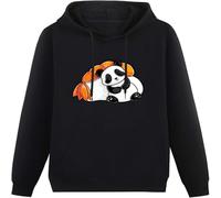 LI XIAOYA Cute Panda with Sushi Design Hoody Unisex Ptinted Hoodies Long Sleeve Men's Hooded with Pocket Black XXL