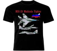 LI XIAOYA Mig 29 Air Fighter Aircraft T-Shirt Printed Tee Graphic Top for Men Shirt Black XXL