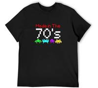 LI XIAOYA Space Invader Made in The 70S Funny Birthday Seventies Retro Gift Idea Arcade Top Sweatshir Short Sleeve Black M