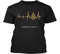 LI XIAOYA Top O-Neck Short-Sleeve Freemason Heartbeat Masonic T Shirt for Men Black XXL