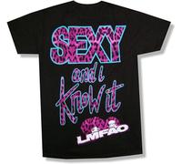 LI YA DENTAL LMFAO Fur Sexy And I Know It T Shirt Adult Band Merch Black XXL