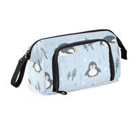 LI ZHI XIN Astuccio organizer di grande capacità, con due tasche interne, per bambini, ragazzi, ragazze, adulti, pinguino, fiocco di neve, albero, stelle, Multicolore, 24×9.5×15cm, Astucci per matite