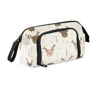 LI ZHI XIN Astuccio organizer di grande capacità con motivo a bocca di pesce, con due tasche interne, per bambini, ragazzi, ragazze, adulti, alci, fiocchi di neve, motivo natalizio, Multicolore, 24×