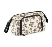 LI ZHI XIN Astuccio portamatite grande capacità, design bocca di pesce astuccio con due tasche interne può essere tenuto in mano, per bambini, ragazzi, ragazze, adulti, farfalla, fiore, stella