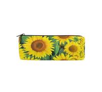 LI ZHI XIN Astuccio rotondo per studenti e adolescenti, astuccio rotondo con cerniera, piccolo astuccio per trucchi, 20 x 8 x 7 cm, girasole, annuo, botanica, pianta del sole, Multicolore, 8×3×3 IN