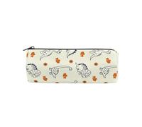 LI ZHI XIN Astuccio rotondo per studenti e adolescenti, astuccio rotondo con cerniera, piccolo astuccio per trucchi, 20 x 8 x 7 cm, con motivo dinosauri, fiori, amore, Multicolore, 8×3×3 IN, Astucci