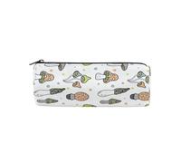 LI ZHI XIN Astuccio rotondo per studenti e adolescenti, astuccio rotondo con cerniera, piccolo astuccio per trucchi, 20 x 8 x 7 cm, motivo fungo, Multicolore, 8×3×3 IN, Astucci per matite