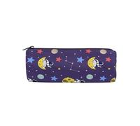 LI ZHI XIN Astuccio rotondo per studenti e adolescenti, astuccio rotondo con cerniera, piccolo astuccio per trucchi, 20 x 7 x 7 cm, motivo pianeta spaziale, Multicolore, 8×3×3 IN, Astucci per matite