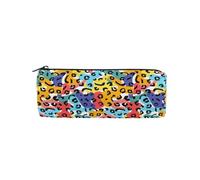 LI ZHI XIN Astuccio rotondo per studenti e adolescenti, astuccio rotondo con cerniera, piccolo astuccio per trucchi, 20 x 8 x 7 cm, con stampa leopardata, Multicolore, 8×3×3 IN, Astucci per matite