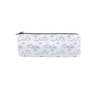 LI ZHI XIN Astuccio rotondo per studenti e adolescenti, astuccio rotondo con cerniera, piccolo astuccio per trucchi, 20 x 8 x 7 cm, motivo fiume montagna, Multicolore, 8×3×3 IN, Astucci per matite