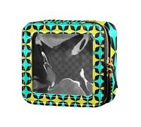 LI ZHI XIN Beauty case in pelle trasparente, piccola borsa per cosmetici, con doppia cerniera, organizer a quattro punte con motivo a stella, Multicolore, L'13cm * W'12cm * H'5.5cm(5.1*4.7*2.2 in