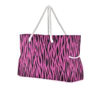 LI ZHI XIN Borsa da spiaggia da donna, borsa da viaggio per grandi vacanze in famiglia, alla moda, impermeabile, con manici con cerniera, motivo a strisce zebrate