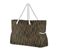 LI ZHI XIN Borsa da spiaggia da donna, borsa da viaggio per grandi vacanze in famiglia, alla moda, impermeabile, con manici con cerniera, motivo a strisce zebrate