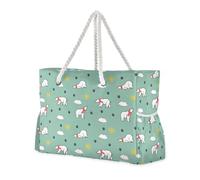 LI ZHI XIN Borsa da spiaggia da donna, borsa da viaggio per grandi vacanze in famiglia, alla moda, impermeabile, con manici con cerniera, sciarpa, orso, impronte del sole