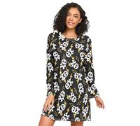 LI ZHI XIN Camicia da notte a maniche lunghe da donna Camicia da notte da donna Camicie da notte Camicia da notte Girocollo Sciolto Plus Size Nightwear Xxxl Xxl Skull Skeleton Pattern Colore Nero
