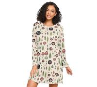 LI ZHI XIN Camicia da notte a maniche lunghe da donna Camicia da notte da donna Camicie da notte Camicia da notte Girocollo Sciolto Plus Size Biancheria da notte Xxxl Xxl Animale Cartoon Graffiti
