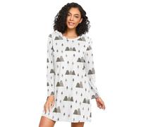 LI ZHI XIN Camicia da notte a maniche lunghe da donna Camicia da notte da donna Camicie da notte Camicia da notte Girocollo allentato Plus Size Biancheria da notte Xxxl Xxl motivo albero, Multicolore