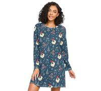 LI ZHI XIN Camicia da notte a maniche lunghe da donna Camicia da notte da donna Camicie da notte Camicia da notte Girocollo Sciolto Plus Size Nightwear Xxxl Xxl Carino Babbo Natale Albero Modello