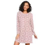 LI ZHI XIN Camicia da notte a maniche lunghe da donna Camicia da notte da donna Camicie da notte Camicia da notte Girocollo allentato Plus Size Biancheria da notte Xxxl Xxl Paisley senza cuciture