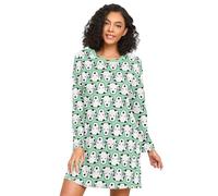 LI ZHI XIN Camicia da notte a maniche lunghe da donna Camicia da notte da donna Camicie da notte Camicia da notte Girocollo allentato Plus Size Biancheria da notte Xxxl Xxl Carino Cane Cartone animato