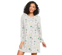 LI ZHI XIN Camicia da notte da donna a maniche lunghe camicia da notte da donna camicie da notte camicie da notte girocollo sciolto plus size biancheria da notte XXL XXL carino uccelli nuvole