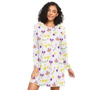 LI ZHI XIN Camicia da notte da donna a maniche lunghe camicia da notte da donna camicie da notte camicie da notte girocollo allentato taglie forti biancheria da notte Xxxl Xxl bandiera colorata