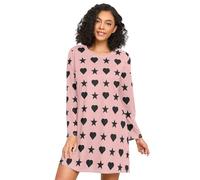 LI ZHI XIN Camicia da notte da donna a maniche lunghe camicia da notte da donna camicie da notte camicie da notte girocollo ampio taglie forti biancheria da notte Xxxl Xxl a forma di cuore modello
