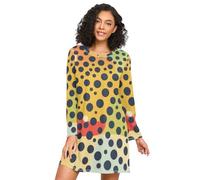 LI ZHI XIN Camicia da notte da donna a maniche lunghe camicia da notte da donna camicie da notte camicie da notte girocollo ampio taglie forti biancheria da notte Xxxl Xxl stampa leopardata