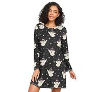 LI ZHI XIN Camicia da notte da donna a maniche lunghe camicia da notte da donna camicie da notte camicie da notte girocollo allentato taglie forti indumenti da notte Xxxl Xxl Halloween mago Spettro