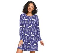 LI ZHI XIN Camicia da notte da donna a maniche lunghe camicia da notte da donna camicie da notte camicie da notte girocollo allentato taglie forti indumenti da notte Xxxl Xxl fiocco di neve motivo