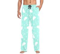 LI ZHI XIN Pantaloni da pigiama da uomo lunghi pantaloni pigiama primavera autunno sottile stile allentato elastico in vita cinturino con tasca S-XXL ombrello immagine, Multicolore, L