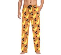 LI ZHI XIN Pantaloni lunghi da pigiama da uomo, per primavera e autunno, stile sottile e largo, elastico in vita, con tasca, taglie S-XXL, Halloween, mago, luna, stella, Multicolore, XL