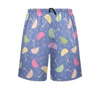 LI ZHI XIN Pantaloni pigiama da uomo, pantaloni corti da pigiama, pantaloncini estivi casual, elastico in vita con coulisse, vestibilità dritta e ampia con 2 tasche, immagine colorata con ombrello