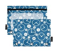 LI ZHI XIN Raccoglitore a 3 anelli con cerniera in PVC trasparente, finestre 25 x 18 x 0,5 cm, 2 pezzi, motivo ingranaggi