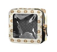 LI ZHI XIN Trousse per cosmetici in pelle trasparente piccola borsa per cosmetici con doppia cerniera organizer scatole portaoggetti animali scimmia cartone animato modello, Multicolore, L'13cm * W