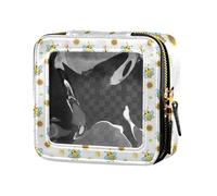 LI ZHI XIN Trousse per cosmetici in pelle trasparente piccola borsa per cosmetici con doppia cerniera organizer scatole portaoggetti ape fiore cartone animato modello, Multicolore, L'13cm * W'12cm * H