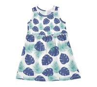 LI ZHI XIN Vestito estivo da bambina, senza maniche, in cotone, con scollo rotondo, stile casual, età 2-8 anni, pianta tropicale albero, multicolore, 7-8 Anni