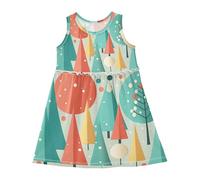 LI ZHI XIN Vestito estivo da bambina, senza maniche, in cotone, con scollo rotondo, stile casual, età 2-8 anni, colorato albero di Natale, multicolore, 4 anni