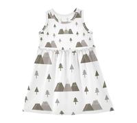 LI ZHI XIN Vestito estivo da bambina, senza maniche, in cotone, con scollo rotondo, stile casual, età 2-8 anni, motivo albero, multicolore, 5-6 Anni