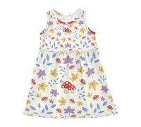 LI ZHI XIN Vestito estivo senza maniche in cotone a trapezio con scollo rotondo stile casual per bambini dai 2 agli 8 anni con motivo albero di acero fungo, multicolore, 4 anni