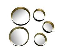 LIA SET 5 SPECCHI DIAMETRI ASSORTITI CON CORNICE PLASTICA NERA E ORO