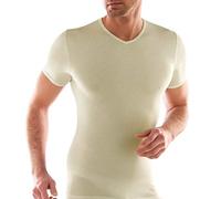 Liabel 2 Maglie Intime Scollo a V Uomo Lana e Cotone Blu-Nero-Bianco (Bianco, 4ª - M - 48)