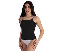 Liabel 3 Canottiere Made in Italy Donna Spalla Stretta Seamless Elasticizzato Microfibra Bianco e Nero - Intimo Cannottiera Moda Maglia Intima Canotta Senza Cuciture (S/M, Nero)