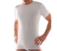 Liabel Confezione N. 2 Canottiera Girocollo Manica Corta Uomo Cotone Filo di Scozia - Colore Bianco. Prodotto 100% Cotone