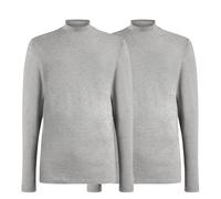 Liabel Dolcevita Maglione Uomo a Collo Alto in Caldo Cotone, Confezione da 2 Pezzi, Lupetto a Maniche Lunghe (Grigio, S)