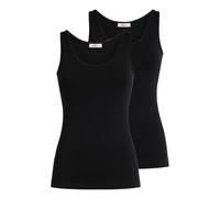 Liabel Maglia Intima da Donna Spalla Stretta (Multipack da 2), Canotta Intima Femminile in Cotone Bielastico Certificato Oeko-Tex, Fresca e Traspirante (Nero Spalla Larga, XL)