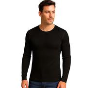 Liabel Maglia Intima Uomo Caldo Cotone Manica Lunga (Confezione da 2) Soffice Maglia Intima Invernale Effetto Termico Naturale Bianche o Nere (IT, Testo, XXL, Regular, Regular, Nero Girocollo - 2pz)