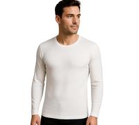 Liabel Maglia Intima Uomo Caldo Cotone Manica Lunga (Confezione Da 2) Soffice Maglia Intima Invernale Effetto Termico Naturale Bianche o Nere (IT, Testo, XXL, Regular, Regular, Bianco Girocollo - 2pz)